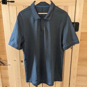 LULULEMON Tech Pique Polo Short Sleeve Shirt Golf Casual Dark Gray Large Stretch